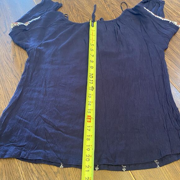 Solitaire Blouse Women’s Size Large Southwestern Hippie Boho Round Neck - Picture 10 of 11